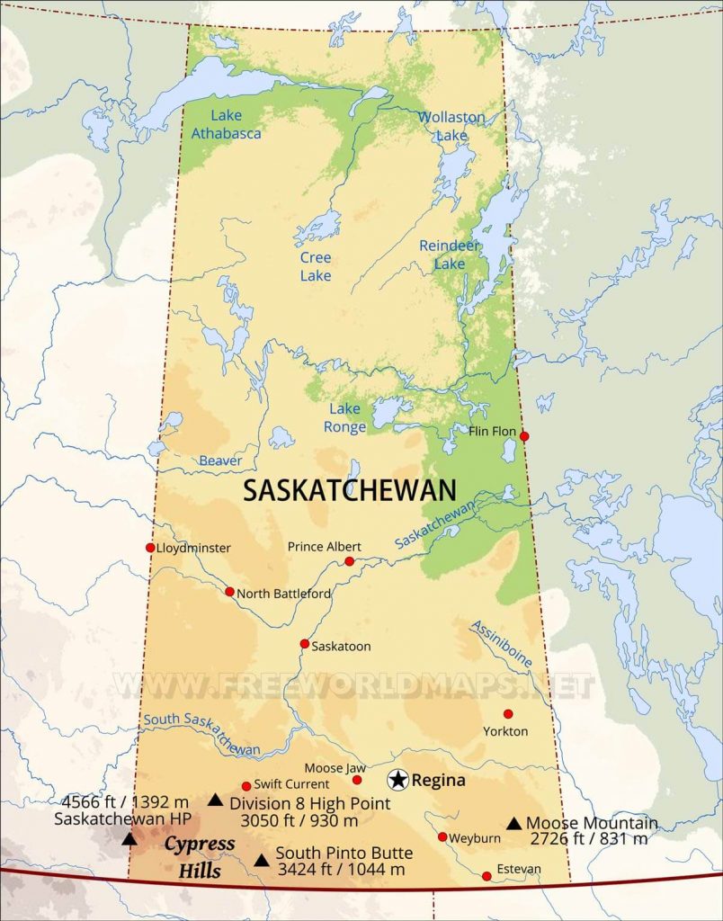 نقشه ساسکاچوان کانادا